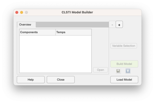 Empty CLSTI Model Builder interface